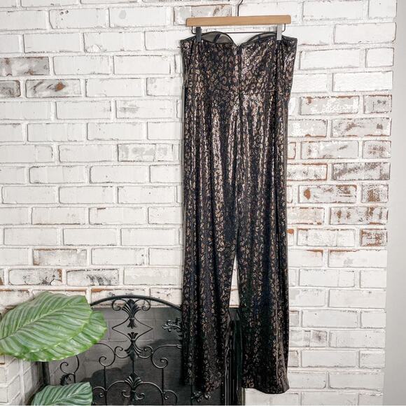 House of Harlow 1960 X Revolve Teri Leopard Sequin Strapless Jumpsuit XL - Picture 14 of 16